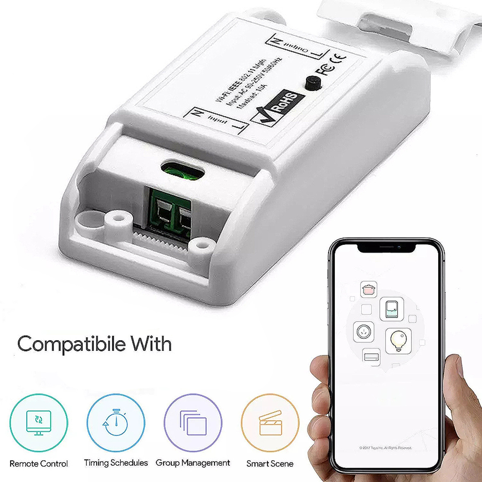 Smart Light Switch Wifi - 1Pcs WiFi Smart Switch Connector White