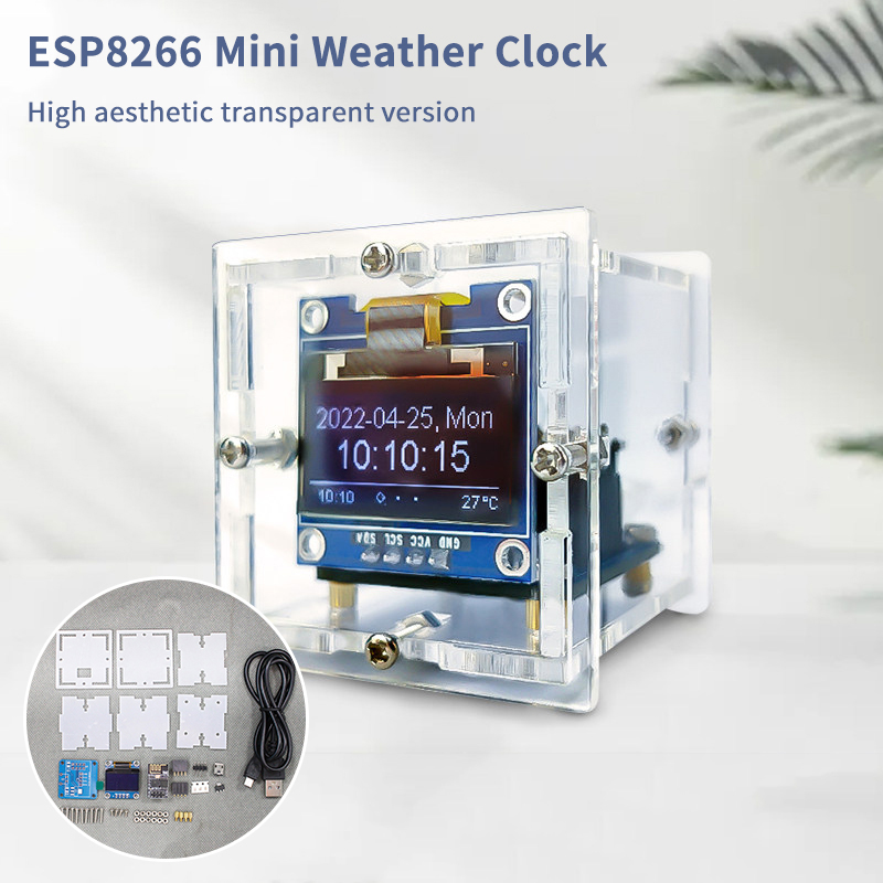 ESP8266 Mini Weather Clock Kit - Electronics Project Kit ulasan dan harga