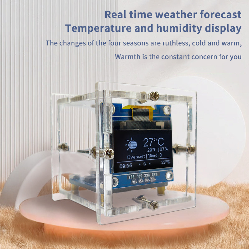 ESP8266 Mini Weather Clock Kit - Electronics Project Kit ulasan dan harga