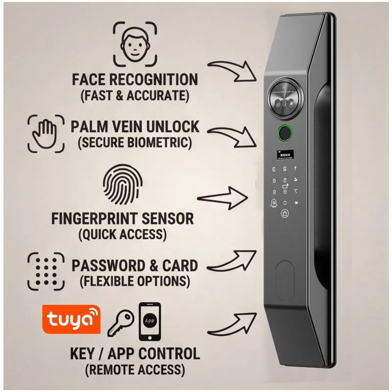 Multilingual Facial Recognitio - Smart Door Lock Wifi ulasan dan harga
