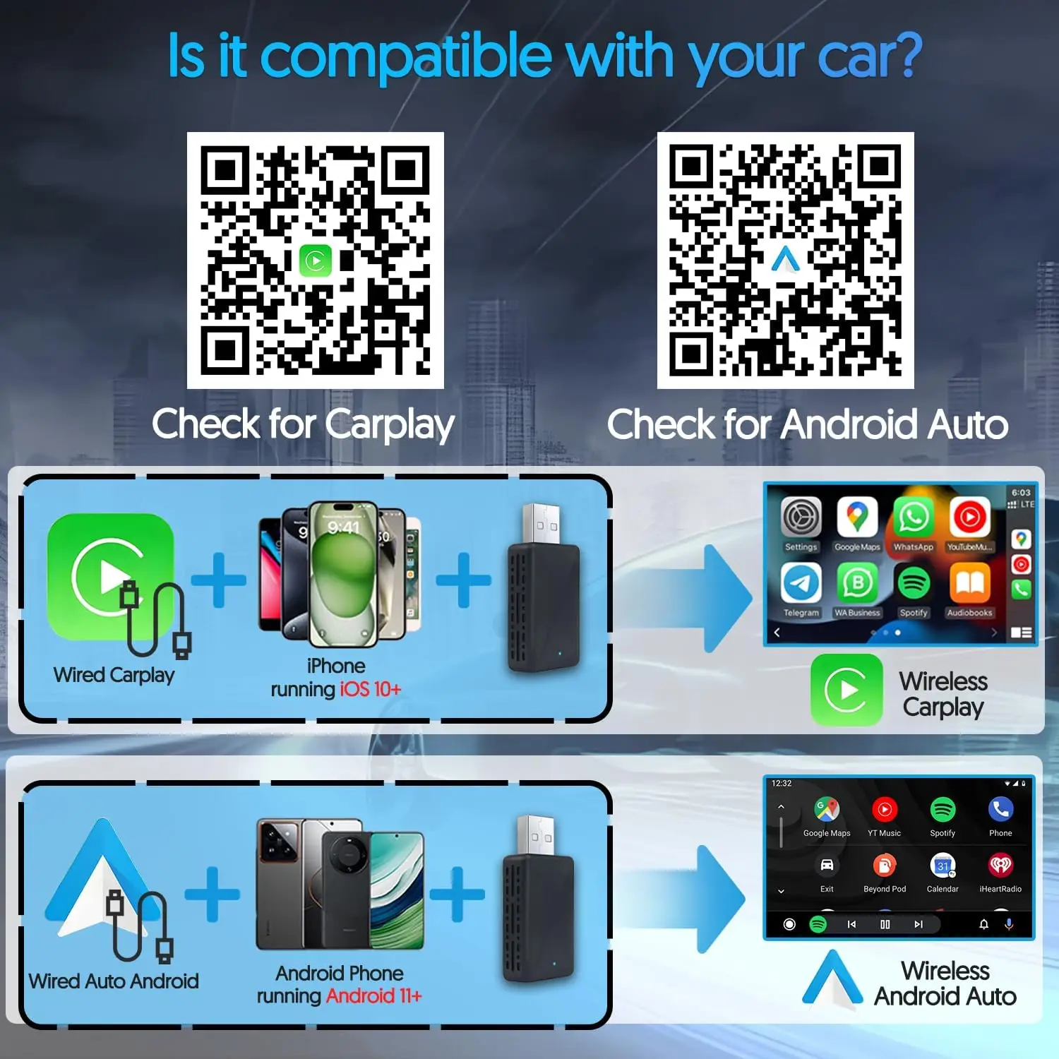 ZHIYU 2 in 1 Wireless Carplay& - Wifi Smart Plug ulasan dan harga