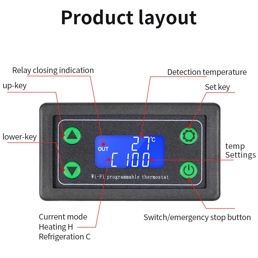 DC12-36V LED Digital Temperatu - Wifi Thermostat ulasan dan harga