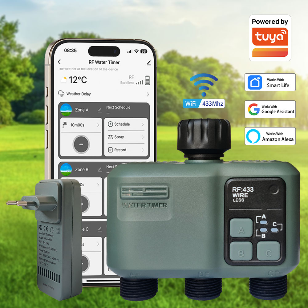 Tuya Wifi+RF433 3-outlet Water - Wifi Smart Plug ulasan dan harga